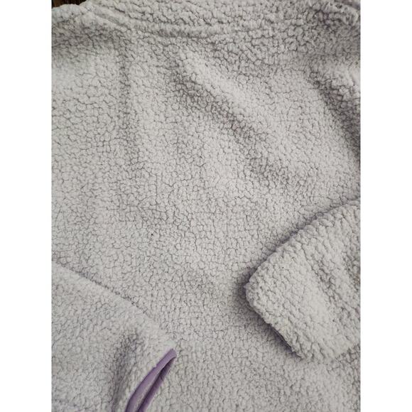 Victoria Secret PINK 1/4 Zip Sherpa Pullover Sweater Women's Sz L Lilac Fluffy - Picture 6 of 8